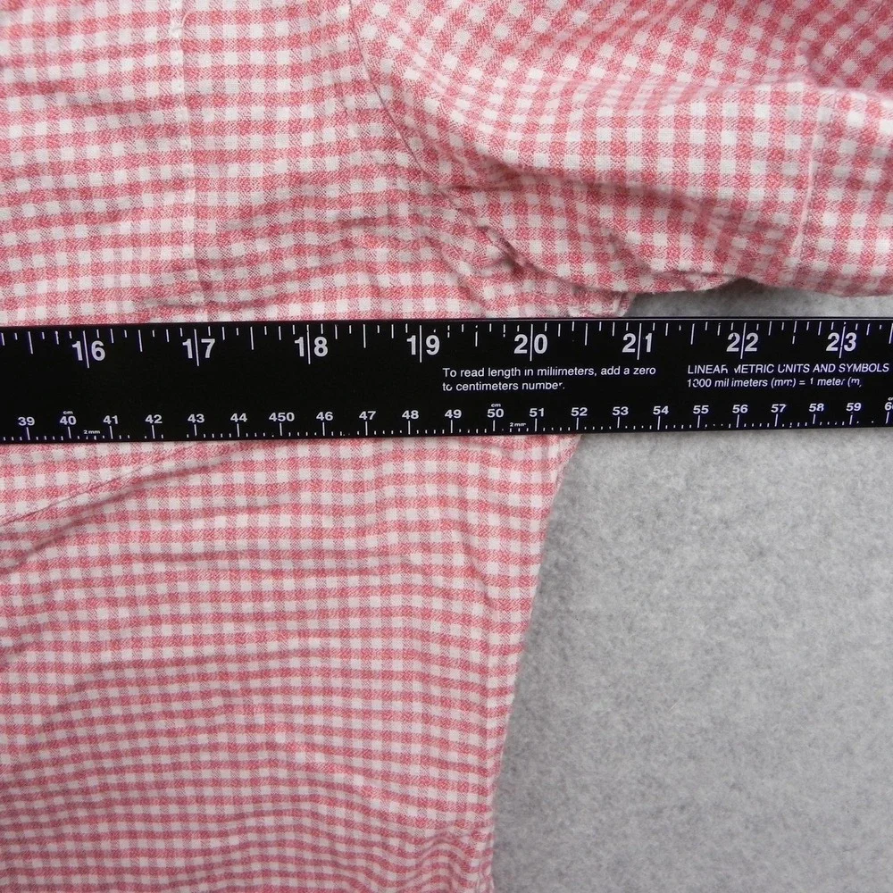 Banana‎ Republic Shirt Mens Small Standard Fit Button Pink Gingham Short Sleeve